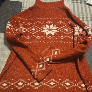 Christian Siriano Terracotta and Cream Turtleneck Sweater